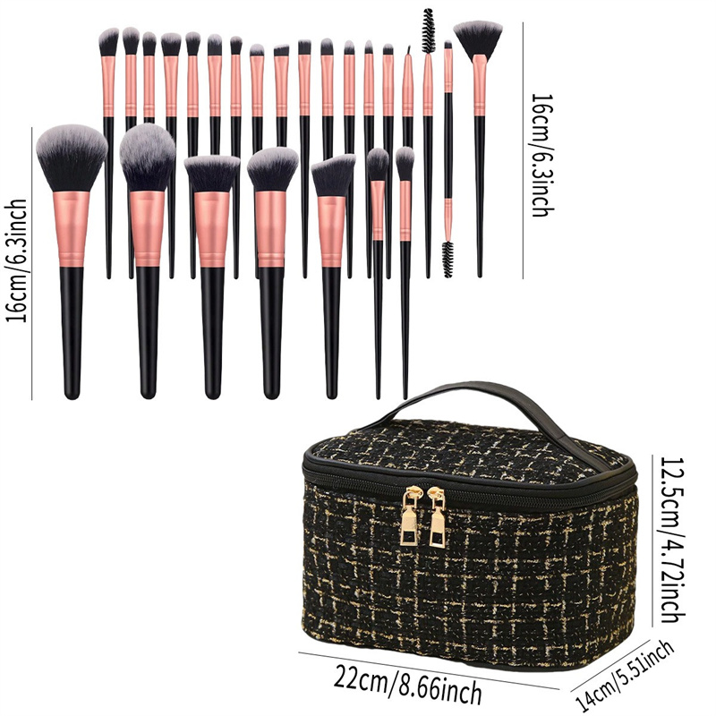 47pcs Professional Makeup Brush Set with Cosmetic Bag Travel-Friendly Beauty Blender & Powder Puffs Complete Cosmetic Tools Kit