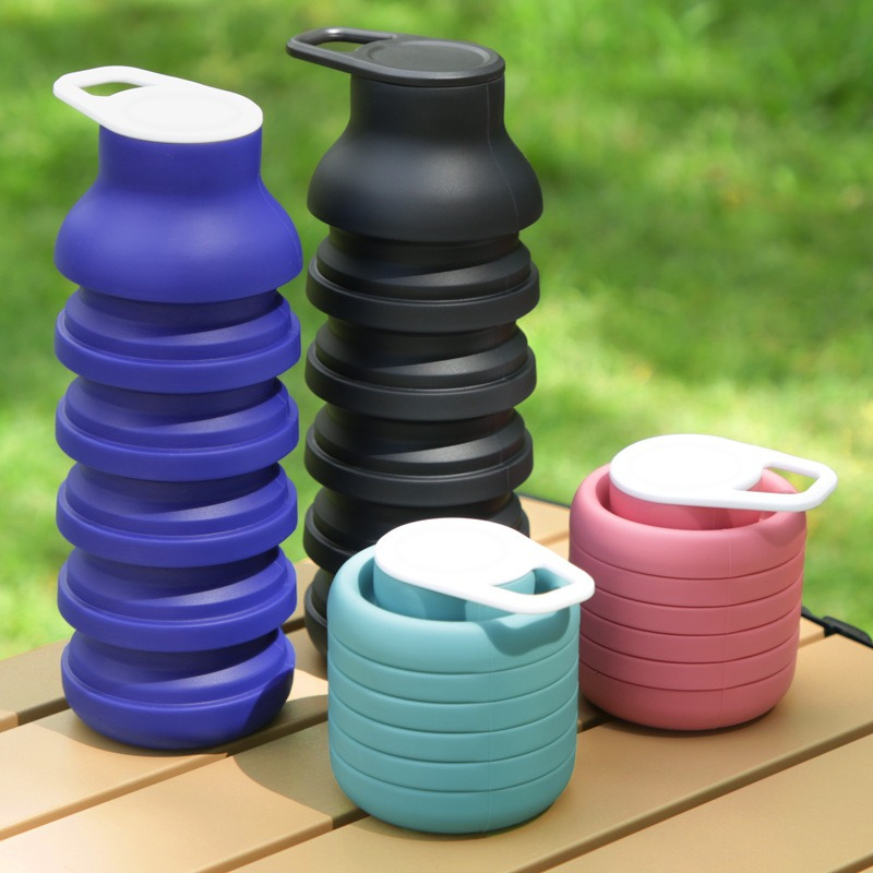 New Portable Silicone Water Bottle Retractable Folding Coffee Cup BPA Free Outdoor Travel Cycling Collapsible Sport Water Bottle