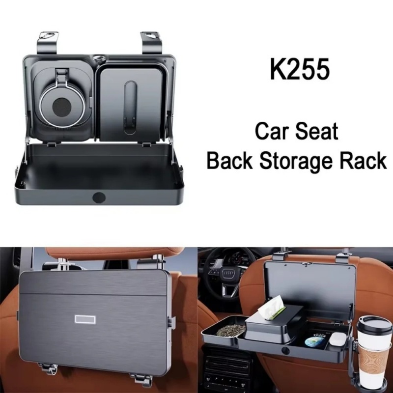 Car Backseat Table Food Tray Organizer With Cup Holder Tissue Box Auto Headrest Table Auto Cup Holder Dinner Tray Car Interior
