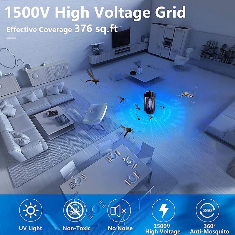 UV Bulb Electric Shock Mosquito Killer Lamp Light Control Fly Trap Flies Insect Killer Bug Zapper Mosquito Lights Pest Repellent