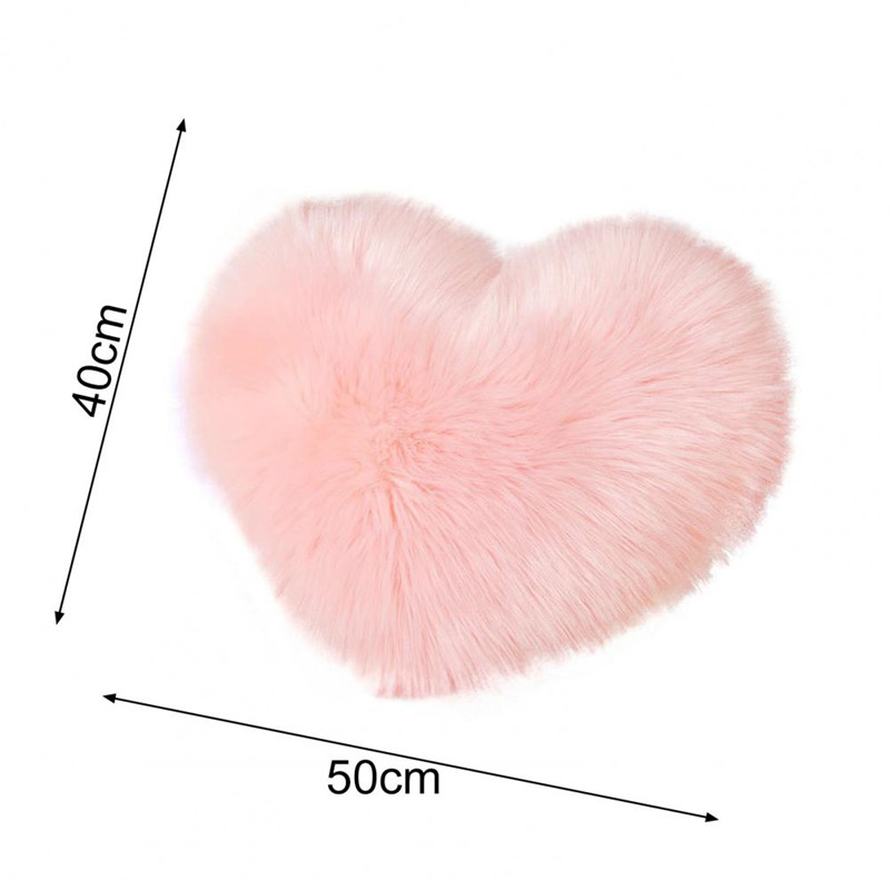 Heart Shaped Throw Pillow Cushion Comfortable Shaggy Fluffy Couple Pillow Family Sofa Bed Decorative Pillow Cushion Cover