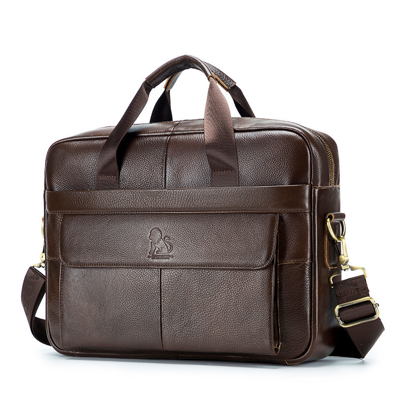 Luxury Genuine Leather Business Men's Briefcase Male Real Cow Leather Tote Men Shoulder Messenger Bag Travel Laptop Handbag