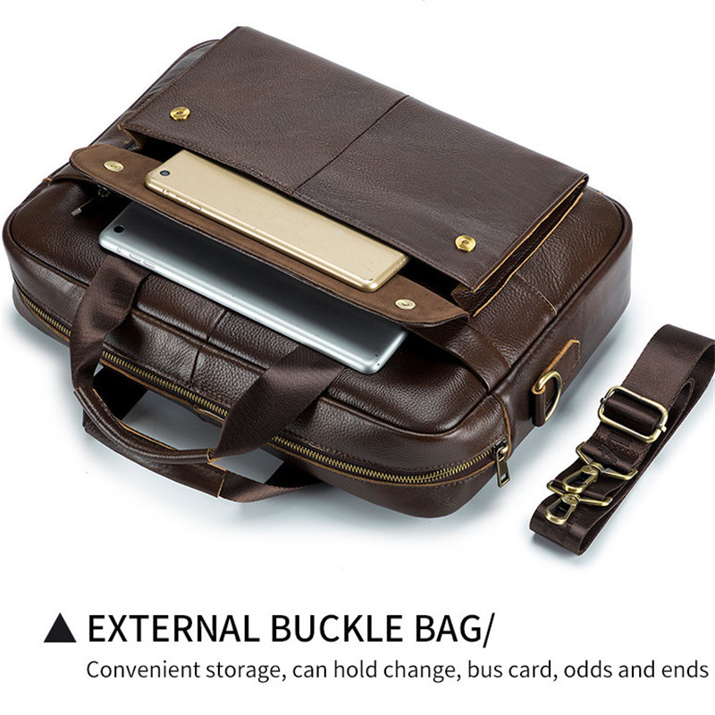 Luxury Genuine Leather Business Men's Briefcase Male Real Cow Leather Tote Men Shoulder Messenger Bag Travel Laptop Handbag