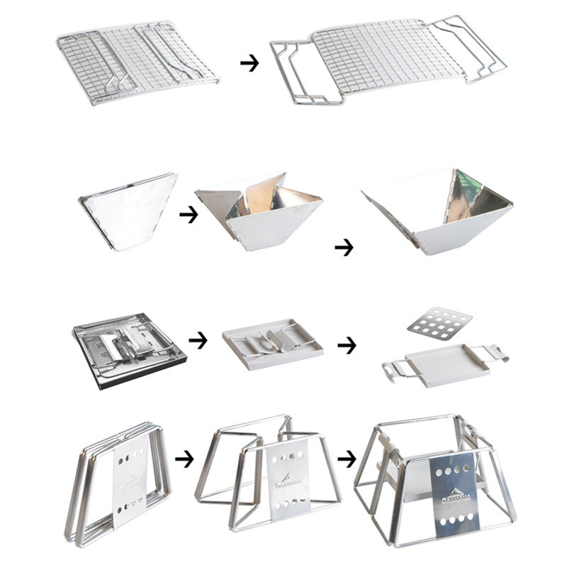 Portable Charcoal BBQ Grills Stainless Steel Folding Barbecue Grill Korean Indoor Outdoor Grill Rack Bbq Accessories