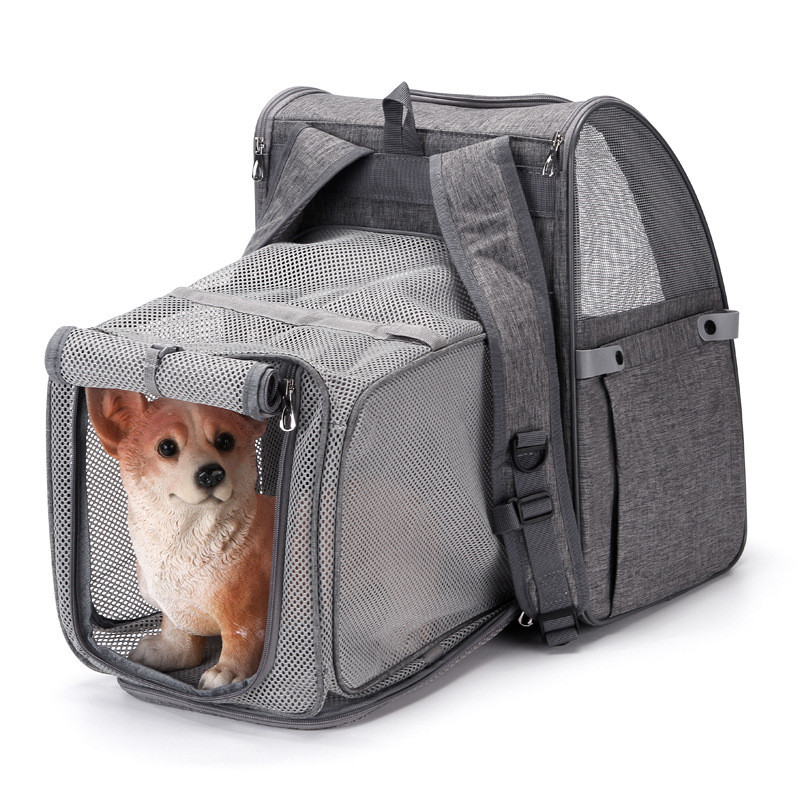 Portable Mesh Cat Backpack Breathable Dog Backpack Foldable Large Capacity Cat Carrying Bag Outdoor Travel Pet Carrier Bag