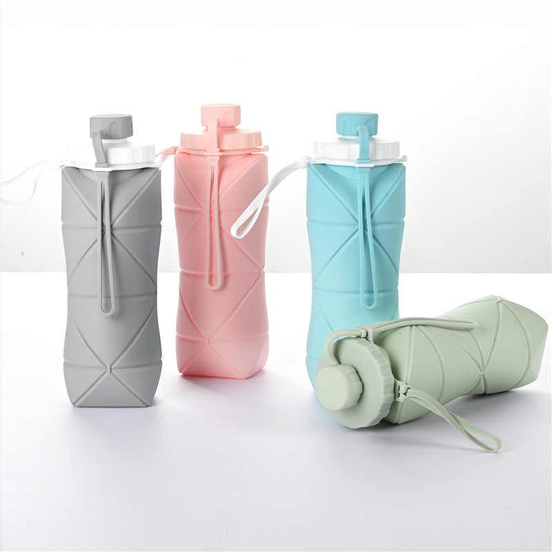 600ml Folding Silicone Water Bottle Outdoor Sports Water Bottle Travel Portable Water Cup Running Riding Camping Hiking Kettle