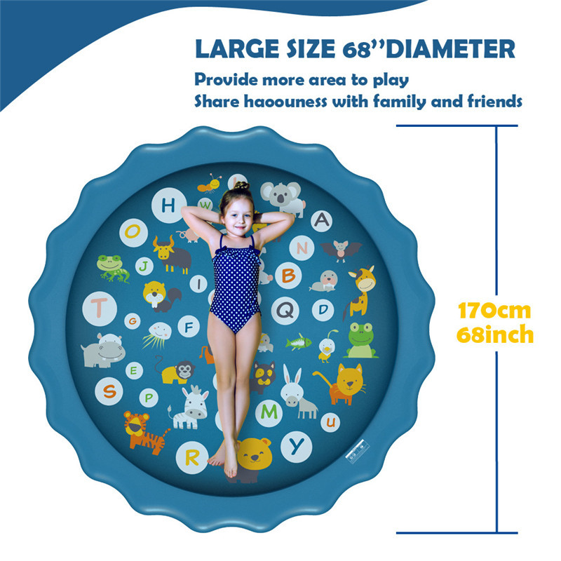 170cm Kids Inflatable Water Spray Pad Round Water Splash Play Pool Playing Sprinkler Mat Yard Outdoor Fun PVC Swimming Pools