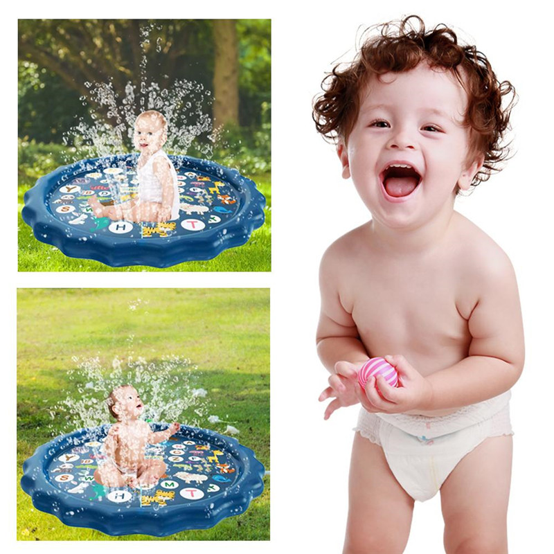 170cm Kids Inflatable Water Spray Pad Round Water Splash Play Pool Playing Sprinkler Mat Yard Outdoor Fun PVC Swimming Pools