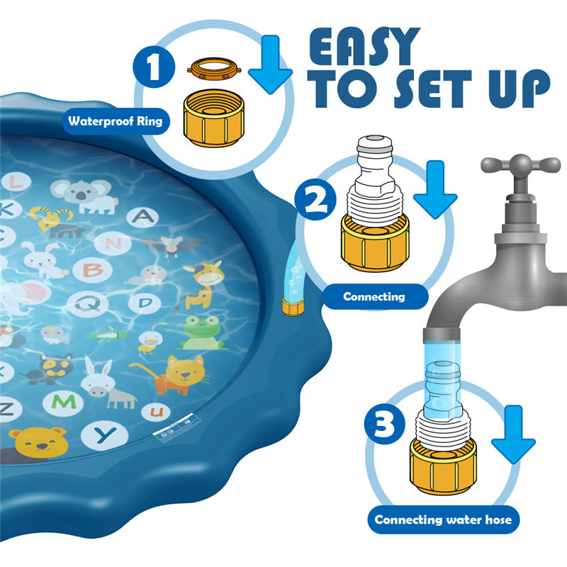 170cm Kids Inflatable Water Spray Pad Round Water Splash Play Pool Playing Sprinkler Mat Yard Outdoor Fun PVC Swimming Pools
