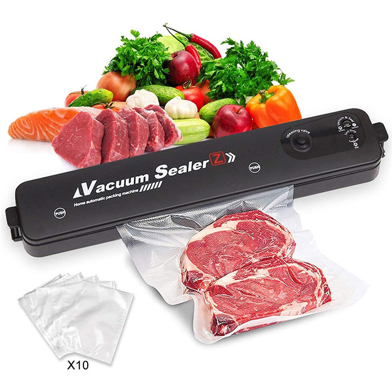 Household Food Vacuum Sealer Food Packaging Machine Film Sealer EU/UK Plug Vacuum Packer With 10pcs Vacuum Bags Kitchen Tool