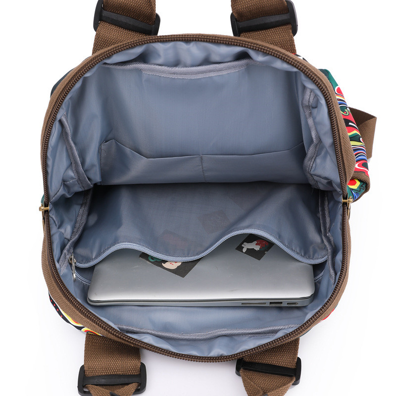 Women Waterproof Nylon Vintage Backpack Ethnic Laptop Backpack Printed Travel Backpacks Rucksack Girl Schoolbag Student Bag