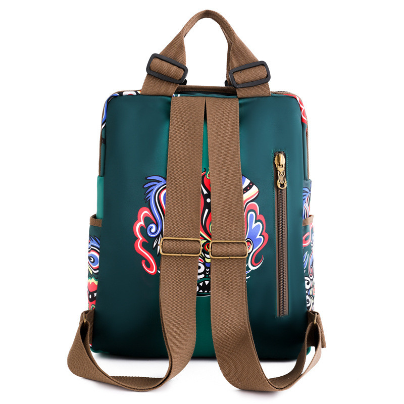 Women Waterproof Nylon Vintage Backpack Ethnic Laptop Backpack Printed Travel Backpacks Rucksack Girl Schoolbag Student Bag