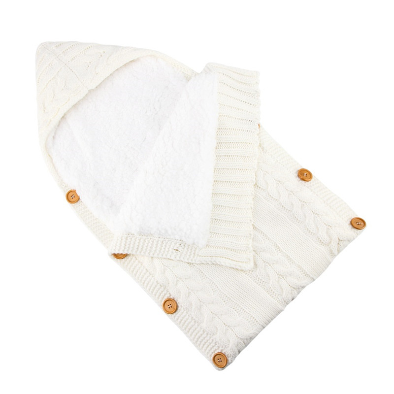 Warm Baby Blanket Soft Baby Sleeping Bag Footmuff Knitting Fleece Lining Newborn Swadding Wrap Stroller Accessories Sleepsacks