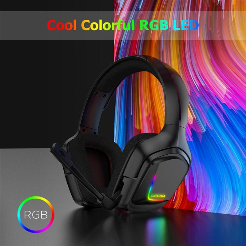 ONIKUMA Wired Gaming Headphones RGB Game Earphones with Microphone LED Light Deep Bass Stereo Headset for PC Laptop PS4 Xbox