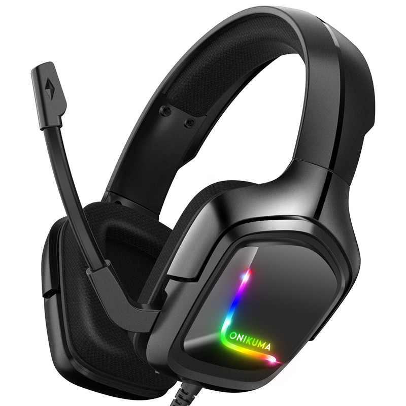 ONIKUMA Wired Gaming Headphones RGB Game Earphones with Microphone LED Light Deep Bass Stereo Headset for PC Laptop PS4 Xbox