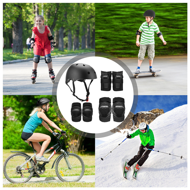 7in1 Helmet and Pads Set Adjustable Adult Children Knee Pad Elbow Pad Wrist Guard for Scooter Skateboard Roller Skating Cycling