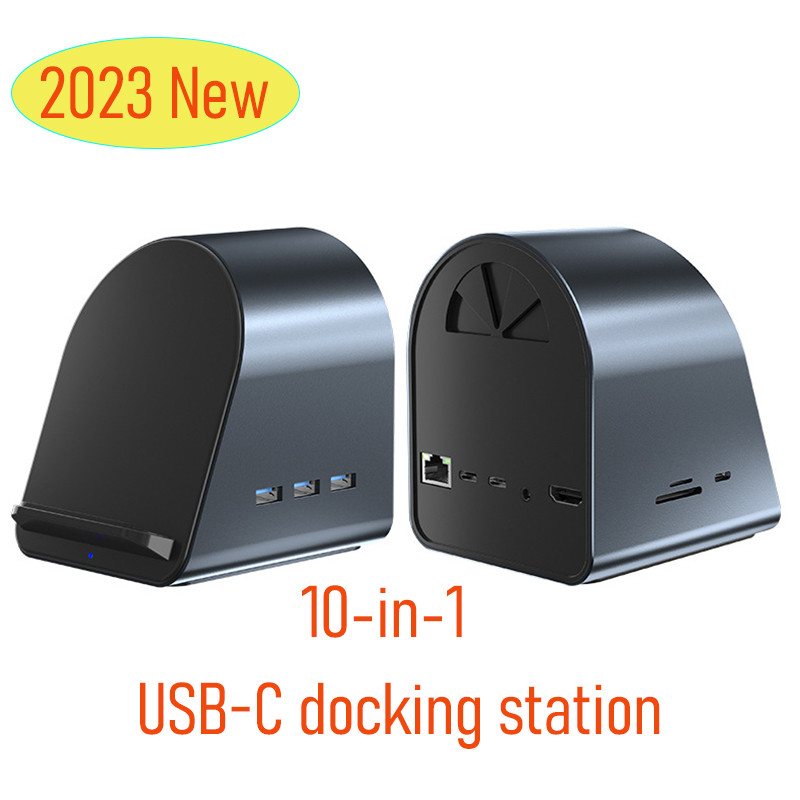 10 In 1 Wireless Charger Docking Station USB Type C 3.0 Hub Splitter With HDMI PD High Speed Data Transfer For PC Laptop Macbook