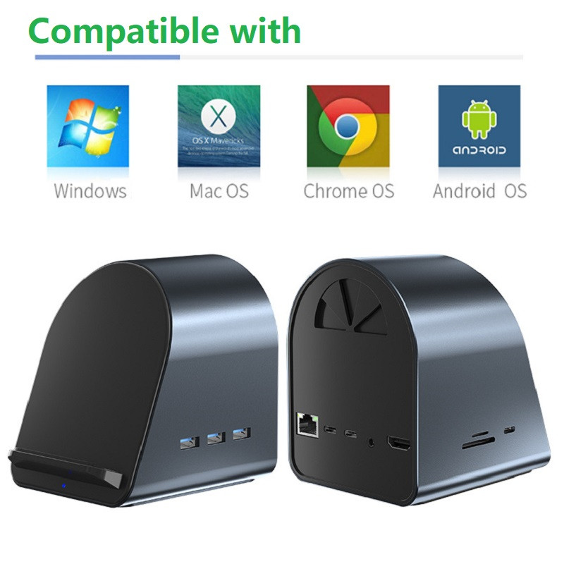 10 In 1 Wireless Charger Docking Station USB Type C 3.0 Hub Splitter With HDMI PD High Speed Data Transfer For PC Laptop Macbook