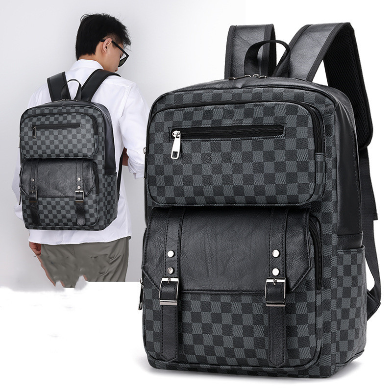 Luxury PU Leather Men's Backpack Business Casual Laptop Backpack Men Student Schoolbag Large Capacity Fashion Travel Rucksack