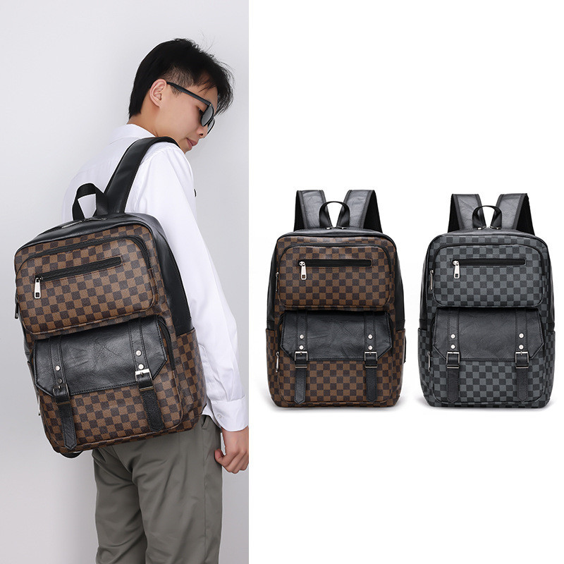 Luxury PU Leather Men's Backpack Business Casual Laptop Backpack Men Student Schoolbag Large Capacity Fashion Travel Rucksack