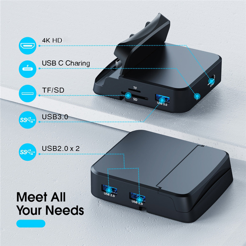 8 In 1 USB Type C Docking Station to 4K HDMI-compatible SD/TF USB 2.0 PD Fast Charging Dock Station Dex HUB Phone Stand