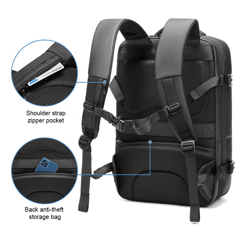 Men's Large Capacity USB Charging Backpack Expandable Business Laptop Backpack School Bag Waterproof Travel Rucksack For Male