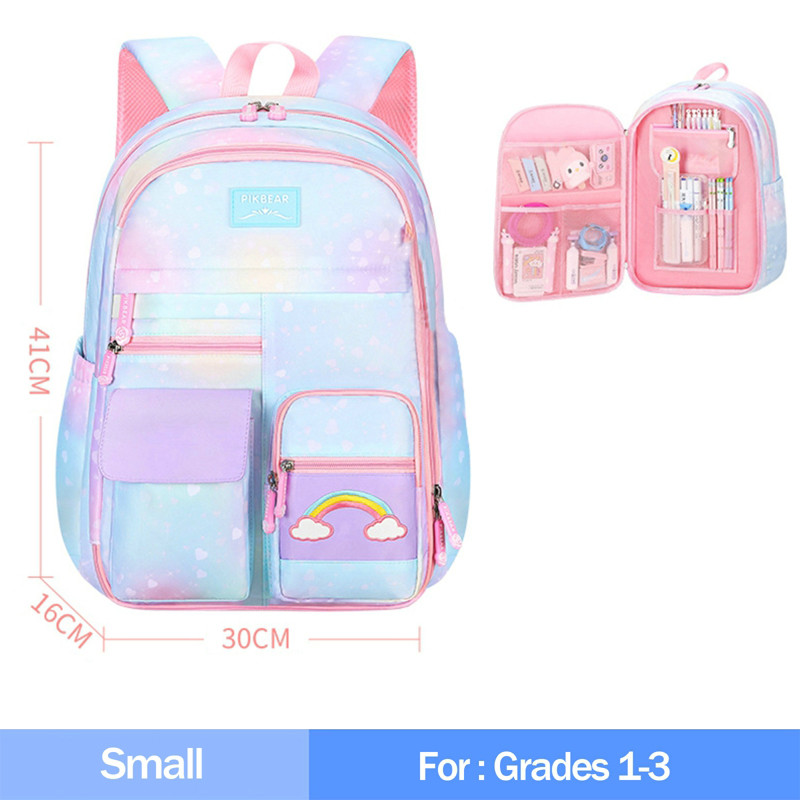 Cartoon Children School Backpack Waterproof Gradient Color School Bags For Girls Primary Princess Kawaii Backpacks Kids Rucksack