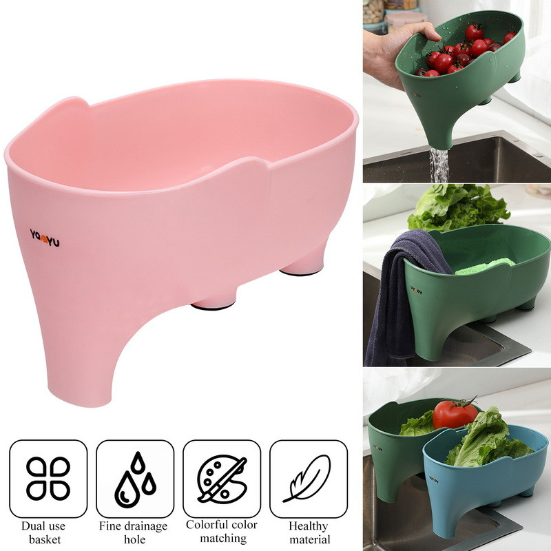Elephant Kitchen Sink Drain Basket Vegetable Washing Basket Shelf Strainer Household Food Residue Colanders Fruit Storage Pot