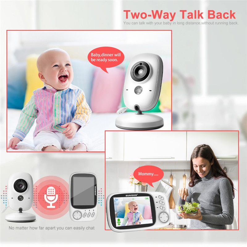 2.4G Wireless Video Baby Monitor With 3.2 Inches LCD 2 Way Audio Talk Night Vision HD Surveillance Security Camera Babysitter