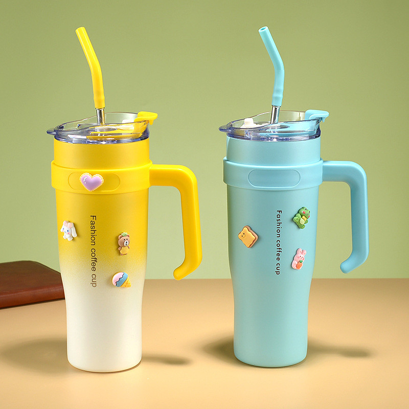 40oz Mug Tumbler With Handle Insulated Tumbler With Lids Straw Stainless Steel Coffee Tumbler Termos Cup for Travel Thermal Mug