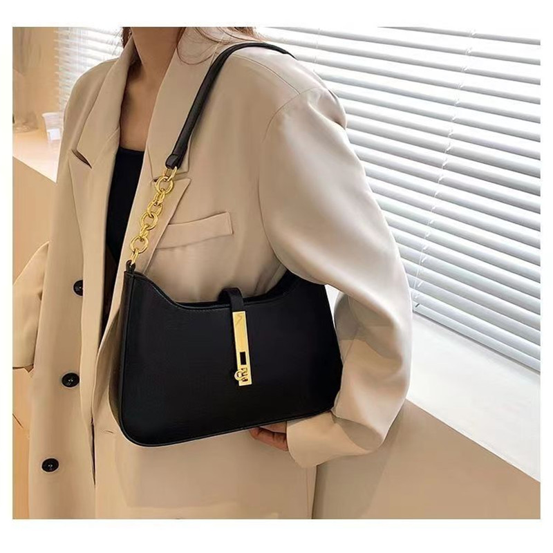 New Women Fashion Handbag Solid Color PU Leather Shoulder Underarm Bag Casual Hobos Simple Design Handbags Tote Bag Clutch