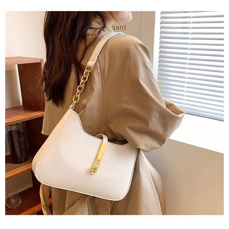 New Women Fashion Handbag Solid Color PU Leather Shoulder Underarm Bag Casual Hobos Simple Design Handbags Tote Bag Clutch