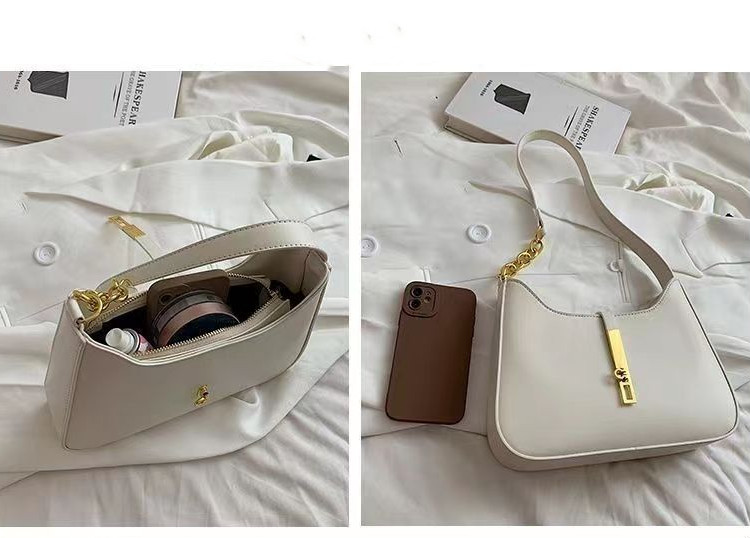 New Women Fashion Handbag Solid Color PU Leather Shoulder Underarm Bag Casual Hobos Simple Design Handbags Tote Bag Clutch