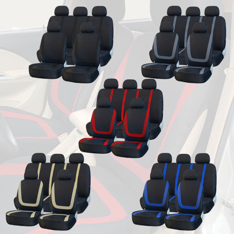 5 Seats Universal Car Seat Cover Full Set SUV Polyester Fiber Seat Covers Breathable Comfortable Auto Cushion Car Accessories