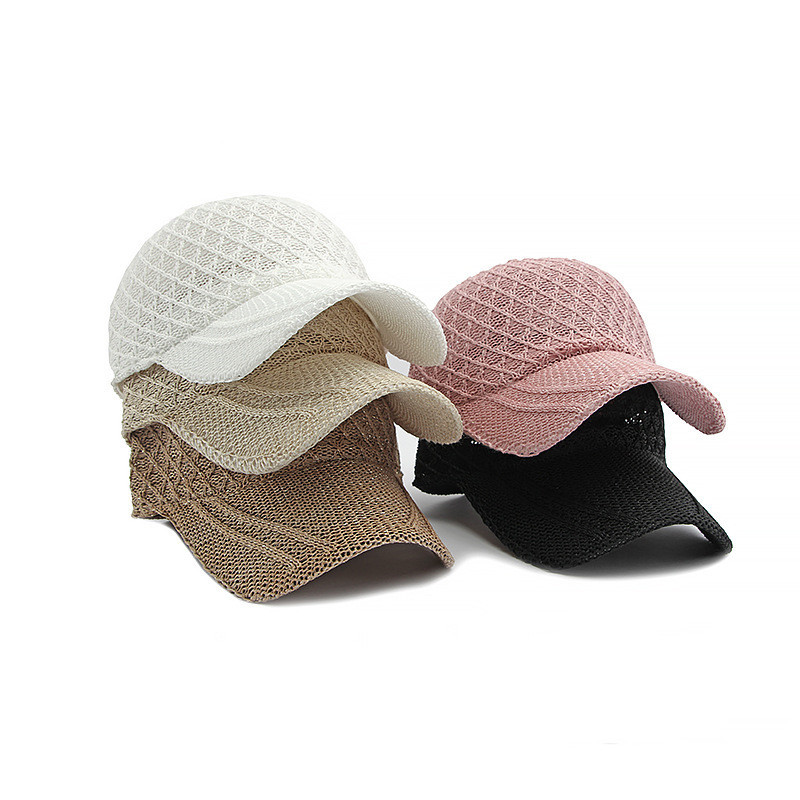 Women Hollow Baseball Cap Breathable Knitting Caps Adjustable Mesh Hats Outdoor Sunscreen Hat Fashion Summer Sun Hats