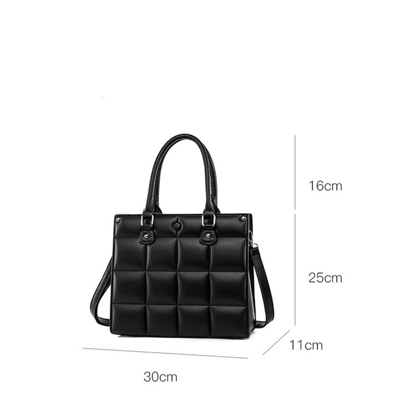 New Luxury Ladies Business Handbag Women Square Messenger Bags Designer Brand Plaid Leather Shoulder Bag Female Tote Bag