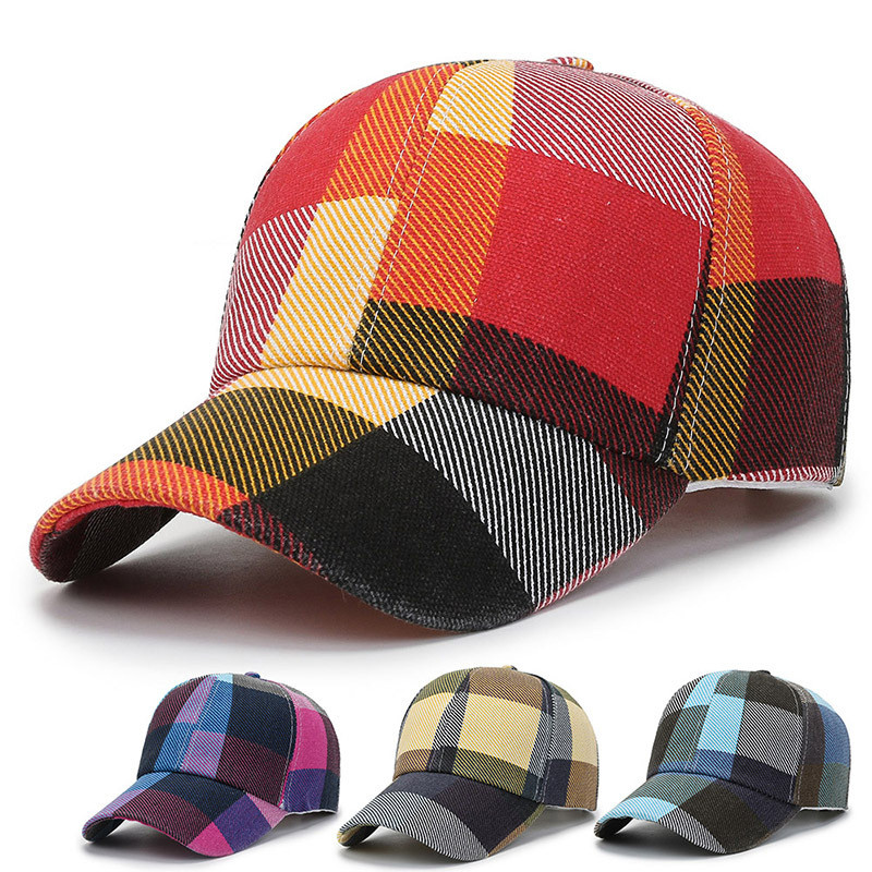 New Spring Summer Plaid Baseball Cap For Men Women Visor Hats Adjustable Outdoor Sport Sunhat Baseball Hat Sports Hat