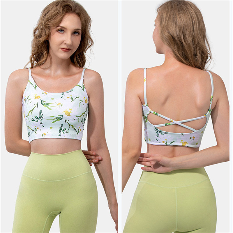 Sexy Printed Sport Bras Women Fitness Crop Top High-Intensity Shockproof Underwear Running Yoga Bra Outdoor Gym Vest Brassiere