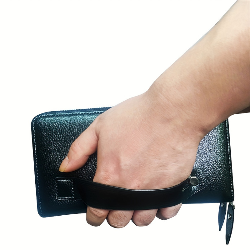 High Quality PU Leather Wallet Men's Long Zipper Wallets for Men RFID Blocking Business Clutch Bag Credit Card Holder Man Purse