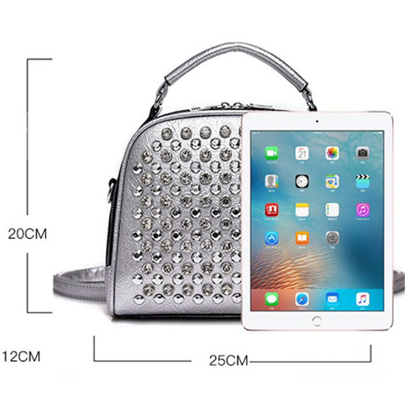 Women PU Leather Shoulder Bag Fashion Rhinestone Wicker Backpack Ladies Messenger Bag High Quality Crossbody Bag Casual Tote Bag