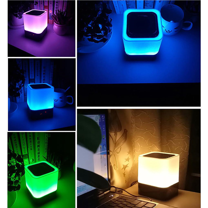 New LED Night Light Colorful Table Lamp Alarm Clock Smart Touch Control Wireless Bluetooth Speaker Support TF SD Card