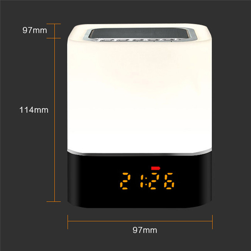 New LED Night Light Colorful Table Lamp Alarm Clock Smart Touch Control Wireless Bluetooth Speaker Support TF SD Card