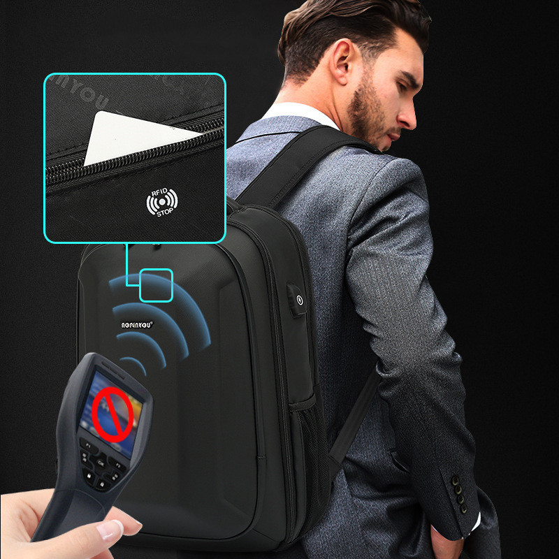 15.6 Inch Men Business Laptop Backpack Anti-theft Waterproof School Backpacks Large Capacity Hard Shell USB Charging Travel Bag