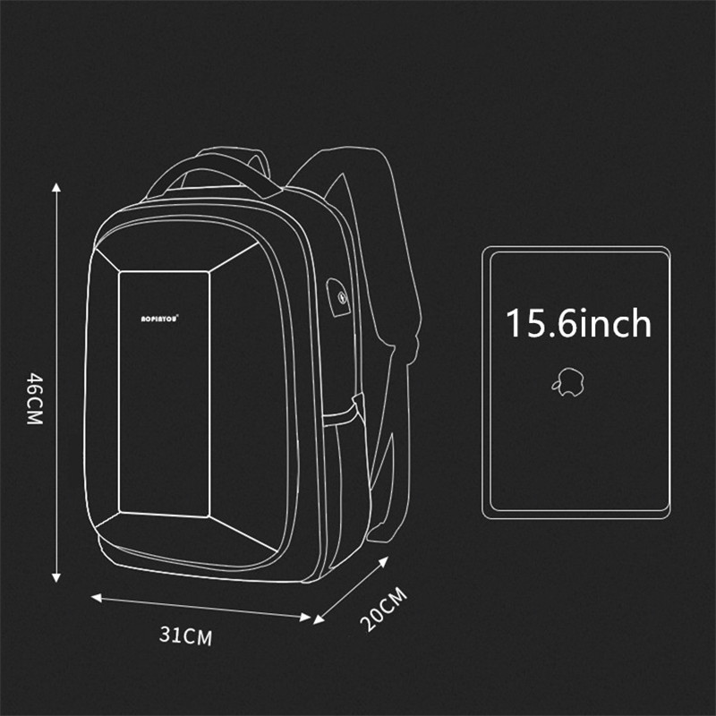 15.6 Inch Men Business Laptop Backpack Anti-theft Waterproof School Backpacks Large Capacity Hard Shell USB Charging Travel Bag