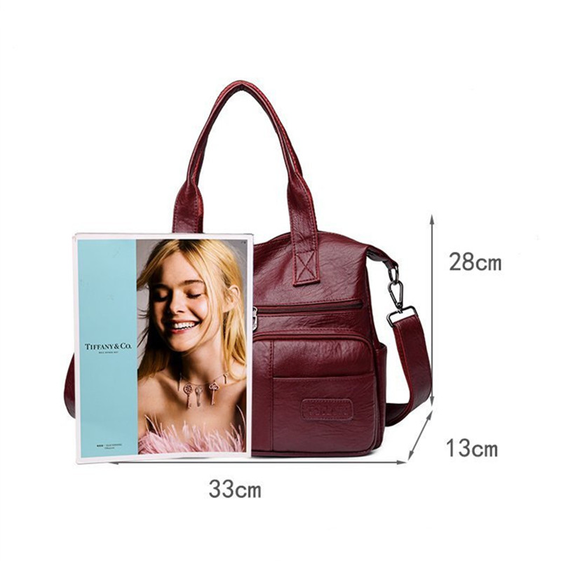 High Quality Women Shoulder Bag PU Leather Crossbody Messenger Bag Multi-pockets Travel Tote Bag Vintage Soft Handbag