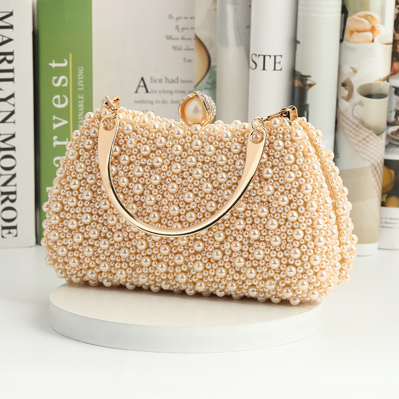 Luxury Crystal Evening Clutch Bag Lady Elegant Wedding Tote Purse New Women Pearl Handbag Party Dinner Bling Shoulder Bags
