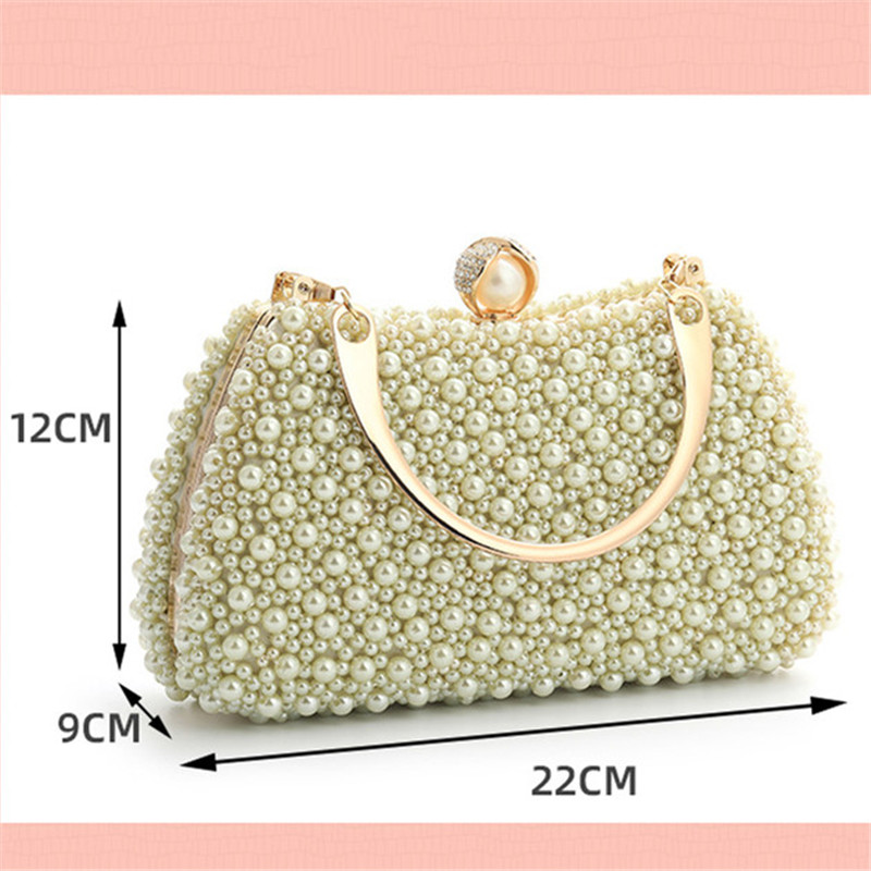 Luxury Crystal Evening Clutch Bag Lady Elegant Wedding Tote Purse New Women Pearl Handbag Party Dinner Bling Shoulder Bags