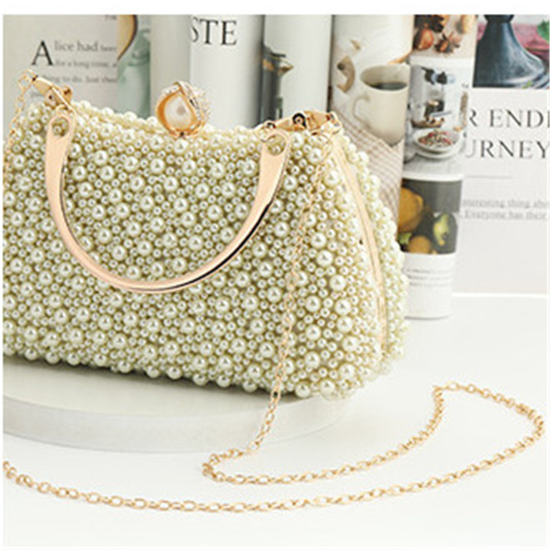 Luxury Crystal Evening Clutch Bag Lady Elegant Wedding Tote Purse New Women Pearl Handbag Party Dinner Bling Shoulder Bags