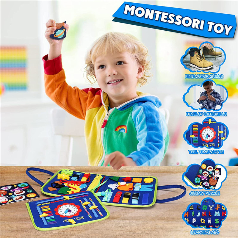 Montessori Toys 3D Felt Learning Board Cloth Busy Book Children Early Education Habits Knowledge Developing Sensory Baby Toy