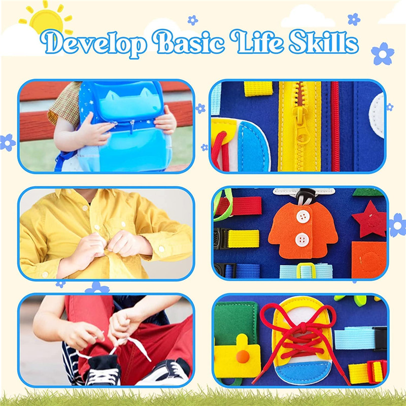 Montessori Toys 3D Felt Learning Board Cloth Busy Book Children Early Education Habits Knowledge Developing Sensory Baby Toy